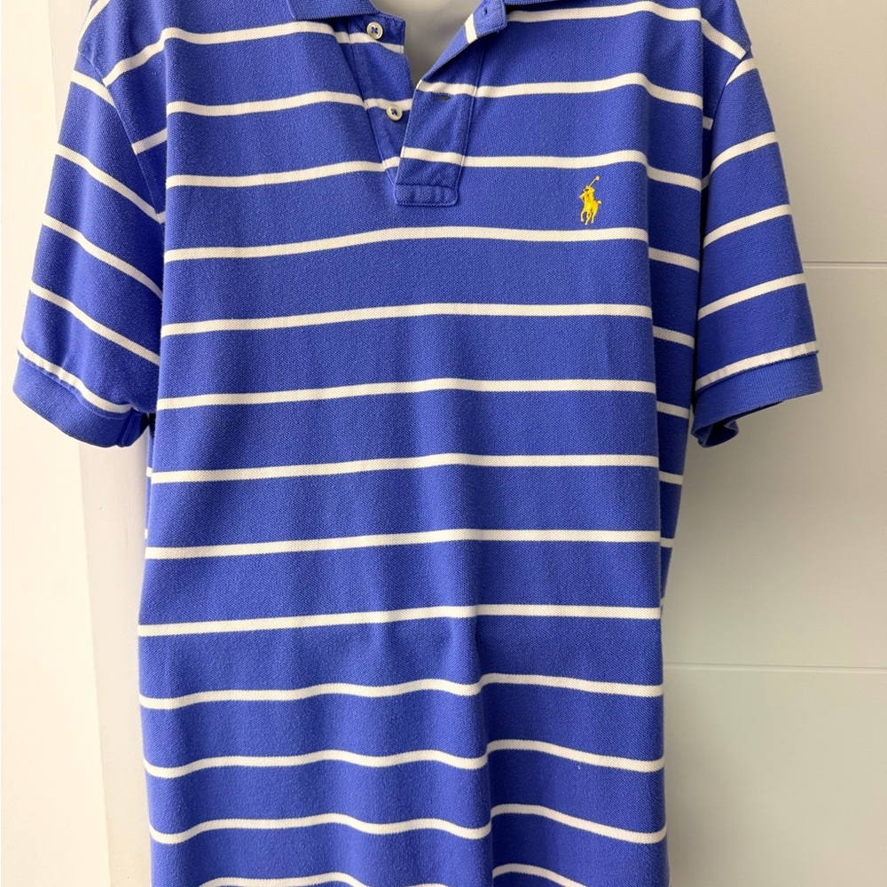 Ralph Lauren Blue Polo with White Stripes